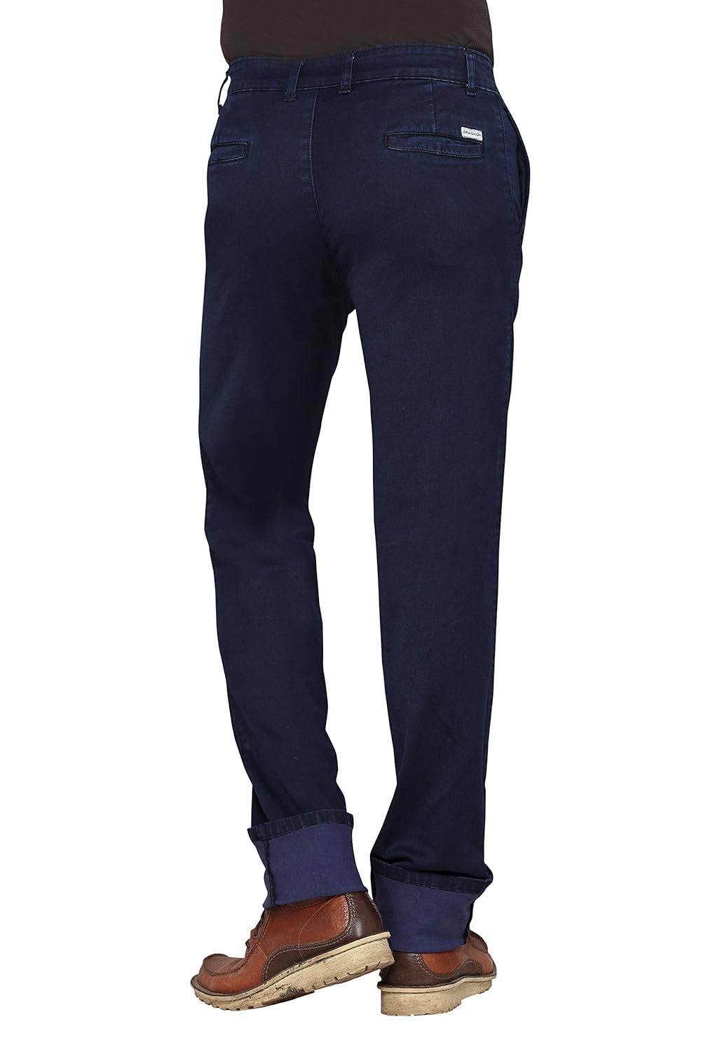 dragaon mens relax fit cross pocket chinos silk denim dark blue