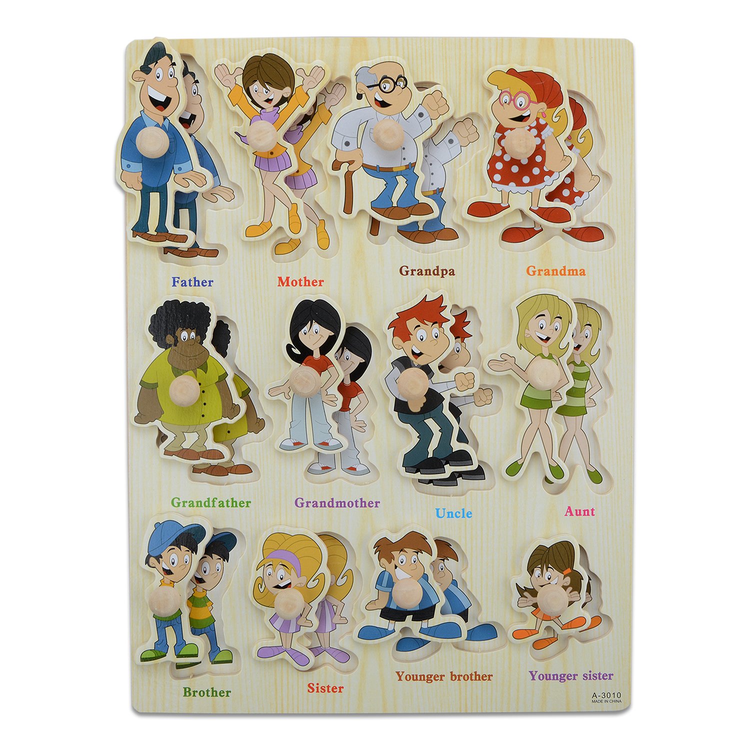 Wood Jigsaw Puzzle, Moonvvin Thinken Wooden Family Members Blocks Sets Education Imagination Toys For Kids Over 3-Year-Old