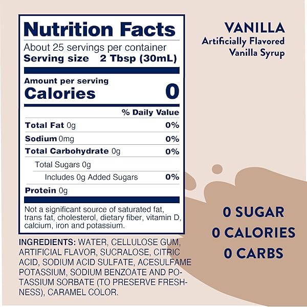 JORDAN’S SKINNY MIXES SUGAR FREE COFFEE SYRUP, VANILLA COFFEE FLAVORING SYRUP, ZERO CALORIE DRINK MIX, LATTES, BAKING, PROTEIN SHAKE OR COCKTAIL, DAIRY & GLUTEN FREE, KOSHER, 25.4 FL OZ
