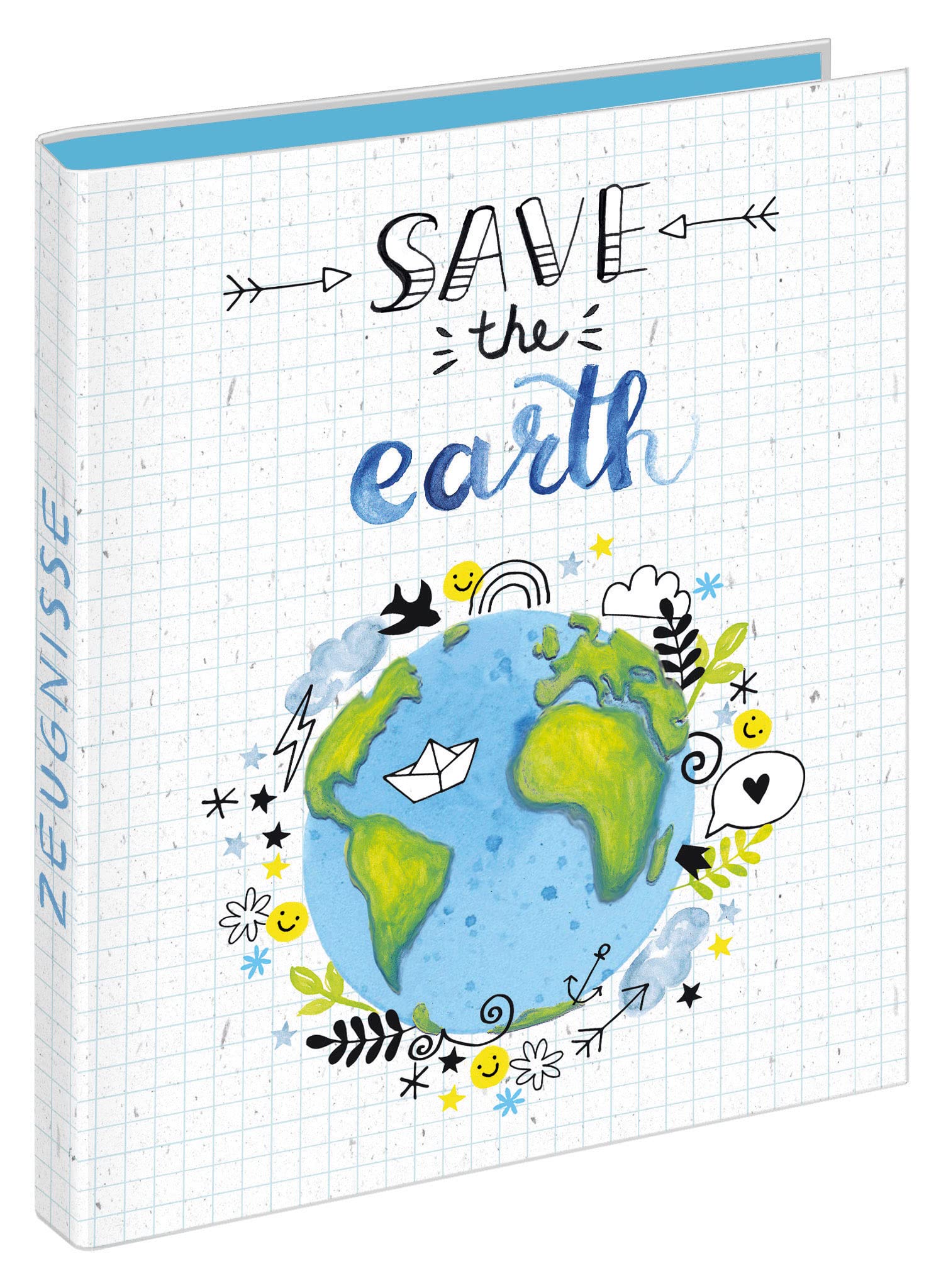 VELOFLEX Save The Earth 4144981 Certificate Folder DIN A4 Ring Binder for Certificates with 4-Ring Mechanism Made of Recyclable Cardboard Pack of 1