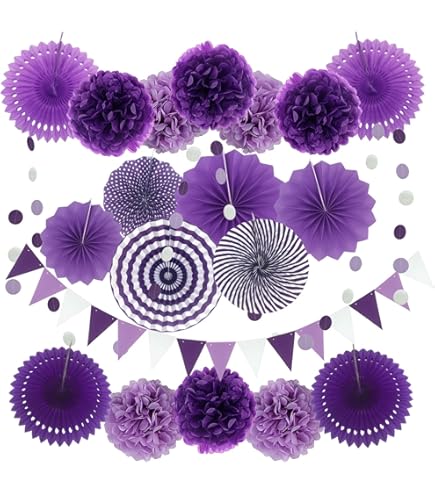 Purple Silver We Will Miss You Party Decorations Set - Banner, Swirls, Balloons & Cards For Farewell Party