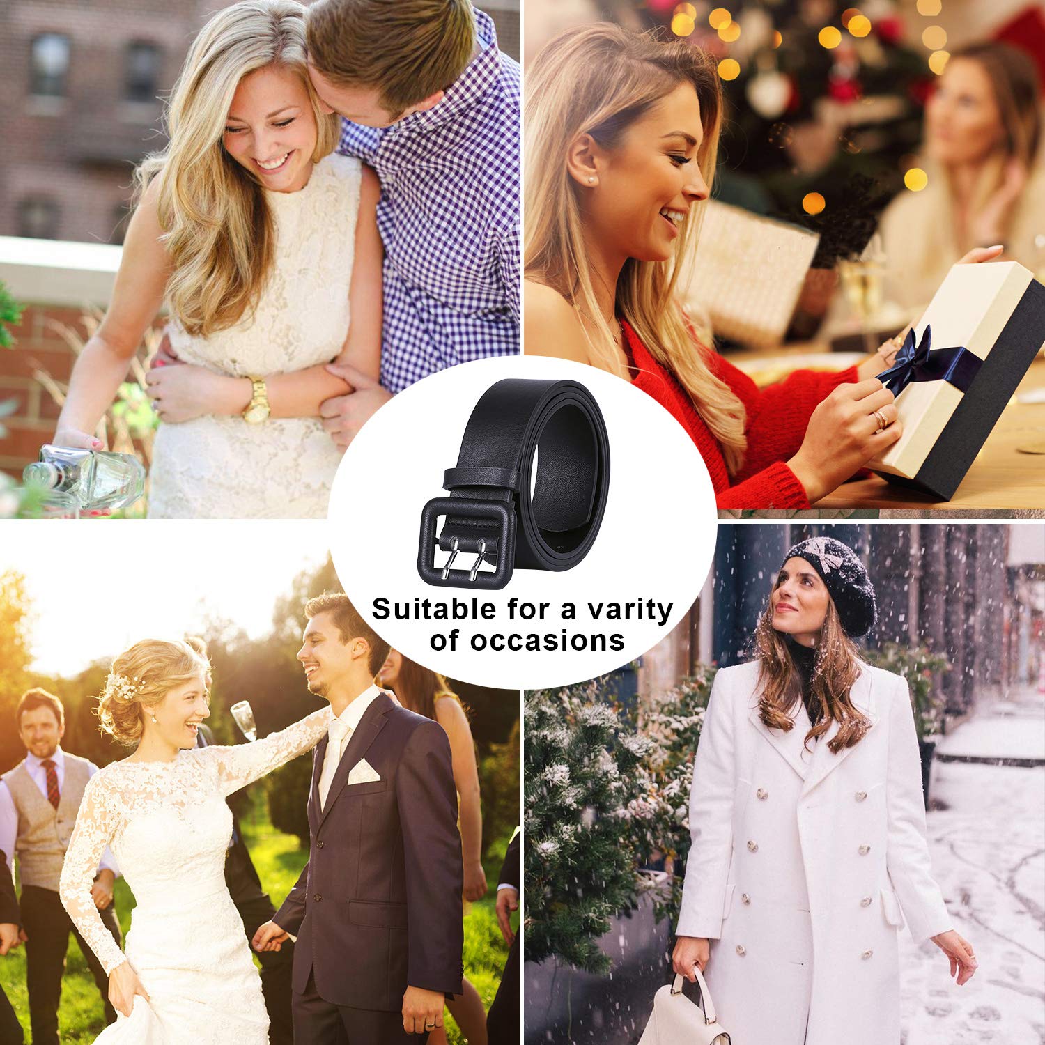 WERFORU Women Wide PU Leather Belt -Ladies Thick High Waist Belt for Dress(Suit for waist size 34\