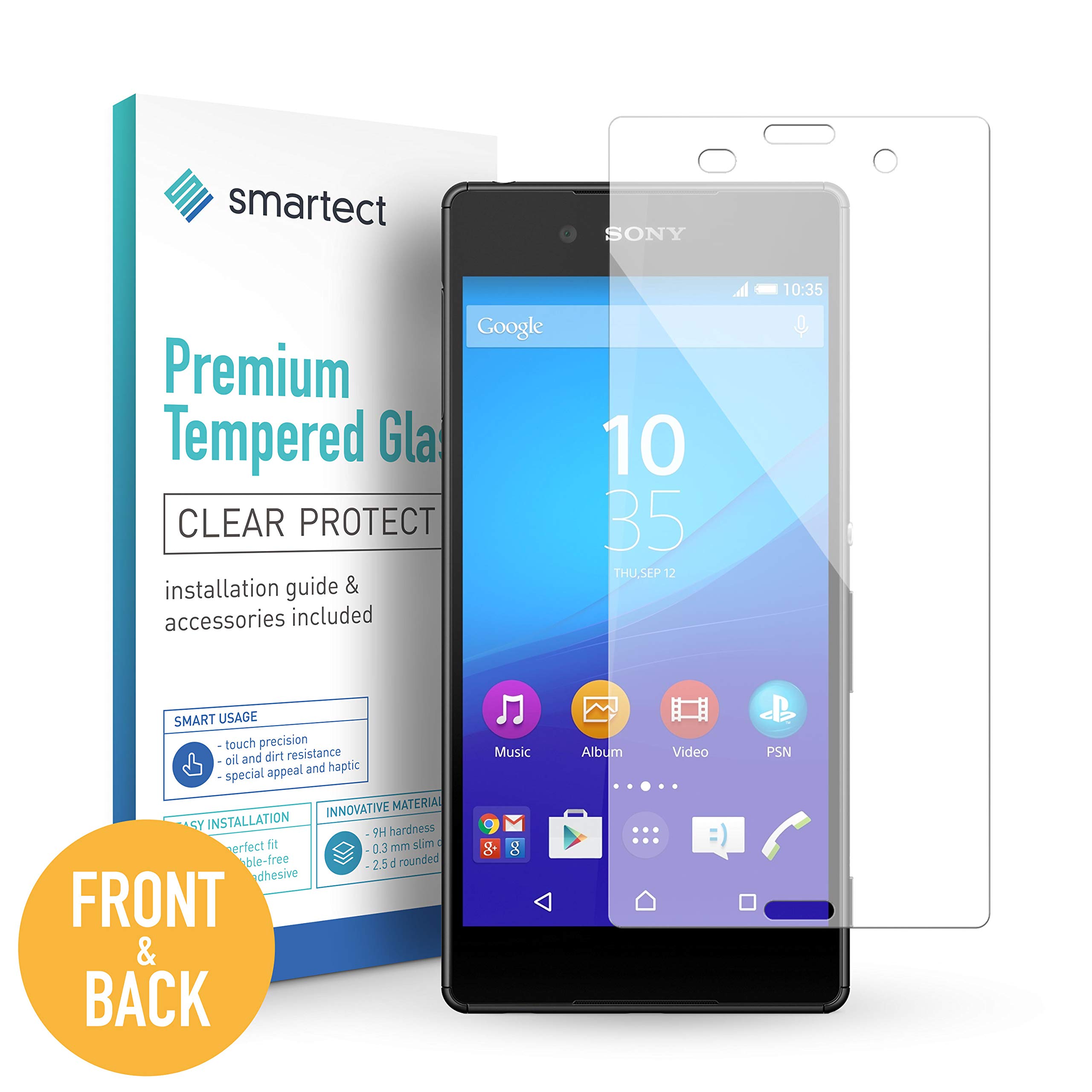 smartect Protection d’Écran en Verre Trempé pour Sony Xperia Z3 [Avant et Arrière] - Film Protecteur Ultra-Fin de 0,3mm - Vitre Robuste avec 9H de Dureté et Revêtement Anti-Traces de Doigts
