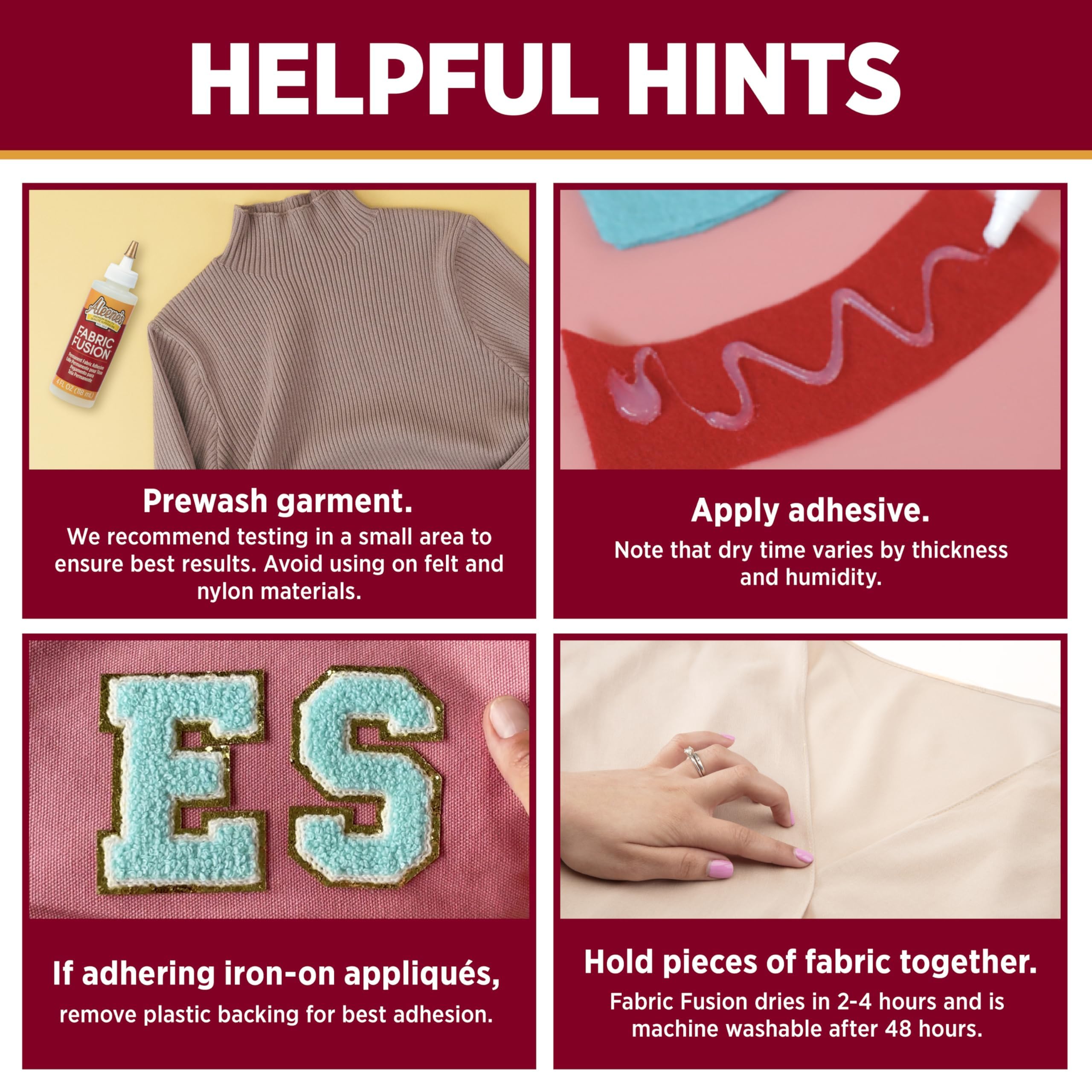 Aleene's Fabric Fusion Glue 4 oz, Nontoxic, Permanent and Washable Adhesive, Dries Flexible, Strong Bond on All Fabrics, Patches, Clothing, Denim, Polyester, Cotton, Felt, Flannel Materials