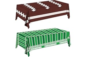 SJJPDYY Football Party Plate Decorations Disposable Plastic Tablecloth Touchdown Table Cover Perfect for Super Bowl, Football Birthday Party and Gameday Tailgate Decorations 54 X 108Inch, 2 Pack