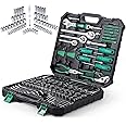 Towallmark 213 Piece Mechanic Tool Set and Socket Wrench Set, SAE and Metric Household Hand Tool Kit, Cr-V Constructed, Home/Auto Repair Tool Sets with Storage Case