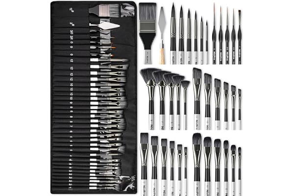 Nicpro 36pcs Paint Brush Set, Professional Paintbrushes with Palette Knife and Cloth Roll, Suitable for Artists and Beginners