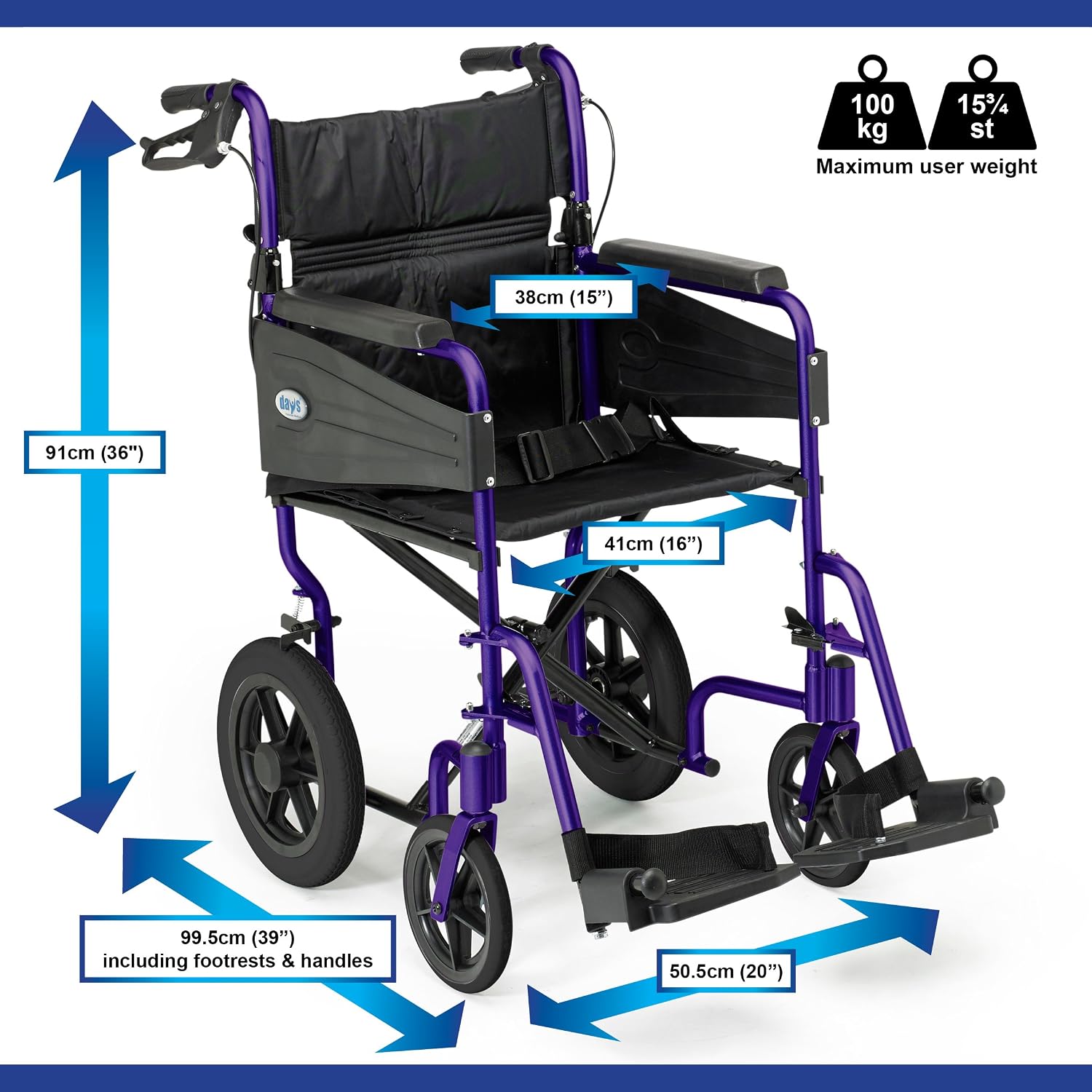 Days Lightweight Wheelchair for Adults Escape Folding Wheelchairs, Compact Wheel Chair with Adjustable Footrests - Image 3