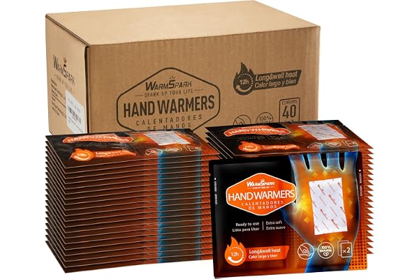 WarmSpark Hand Warmers - Long Lasting Pocket Heat Pack Camping Gloves Warmers - Up to 12 Hours of Heat