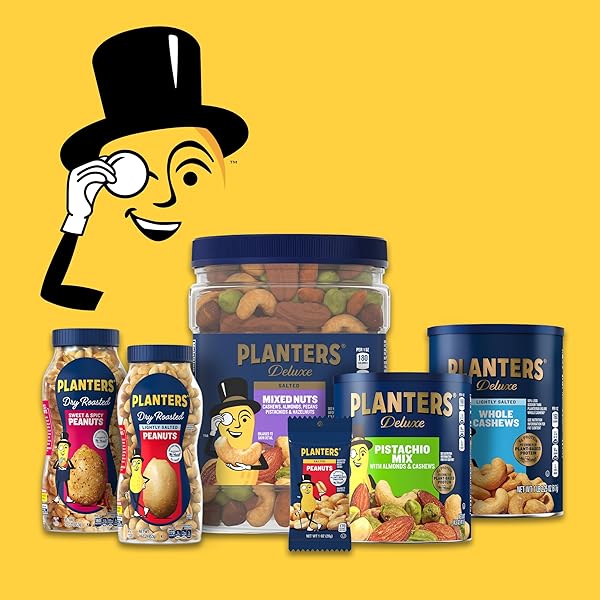 PLANTERS DELUXE CASHEWS, PARTY SNACKS, PLANT-BASED PROTEIN, 2.25 OZ BAG (12 PACK)