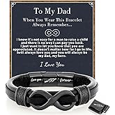 Officentra Gifts for Men Mens Leather Bracelet Engraved with Love You Forever Adjustable Gifts for Him Boyfriend, Husband, Son Premium Box for Birthday, Anniversary, Holiday