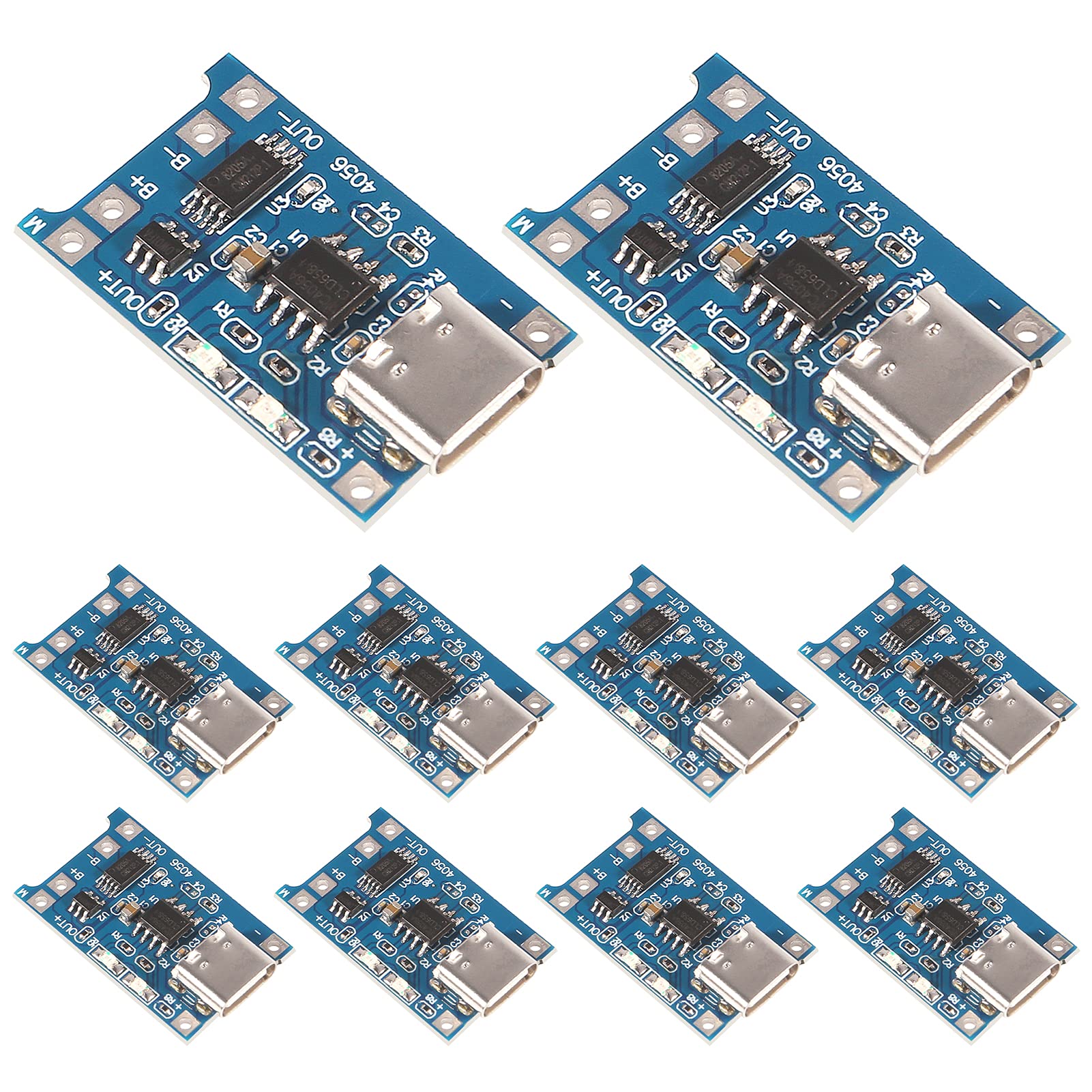 10pcs TP4056 Type-c USB 5V 1A 18650 Lithium Battery Charger Module Charging Board with Dual Protection Functions