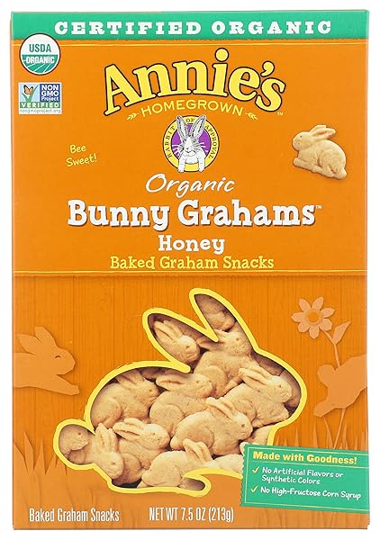 ANNIE’S ORGANIC BAKED BUNNY GRAHAM SNACKS, EASTER TREATS, HONEY, 7.5 OZ