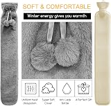 Jsdoin Extra Long Lilac Hot Water Bottle with Soft Fleece Cover 2L 74x13cm view 4