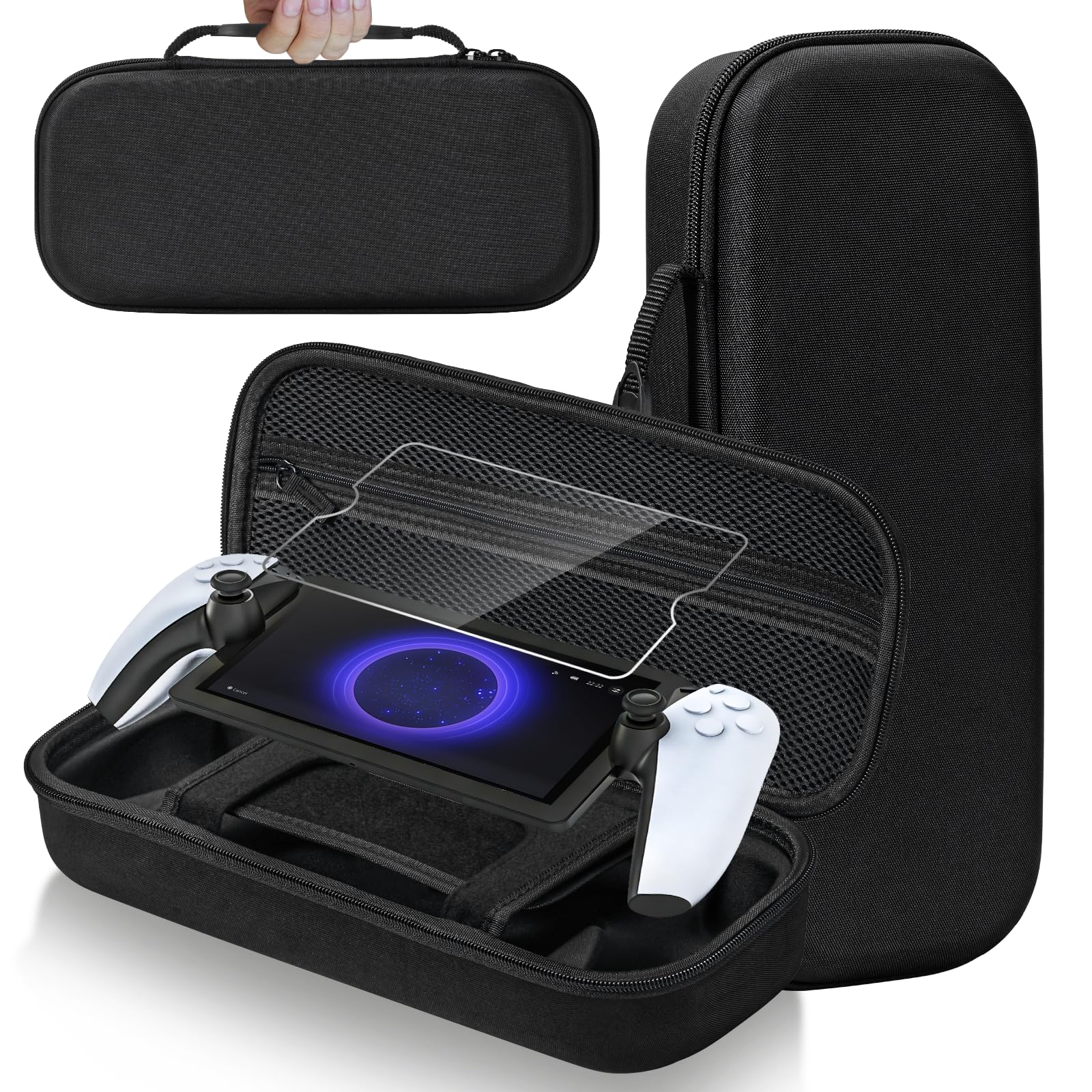 PS5-Portal-Case-Playstation-Accessoris, Carry Case for Playstation 5 Portal remote player, 5 in 1 Accessories Set Compatible with PS5 Portal, Hard EVE PS5 Portal Shell,Screen Protector