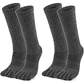 Magifuls Merino Wool Toe Socks For Men And Women Hiking Crew Socks Moisture Wicking Five Toe Design,2 Pairs