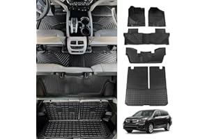 Kingna Floor Mats Compatible with 2016-2022 Honda Pilot 7 Seats Trunk Mat TPE Cargo Liner Back Seat Cover Protector Honda Pilot Accessories (7-Seater Cargo Mat with Backrest Mat+Floor Mats)