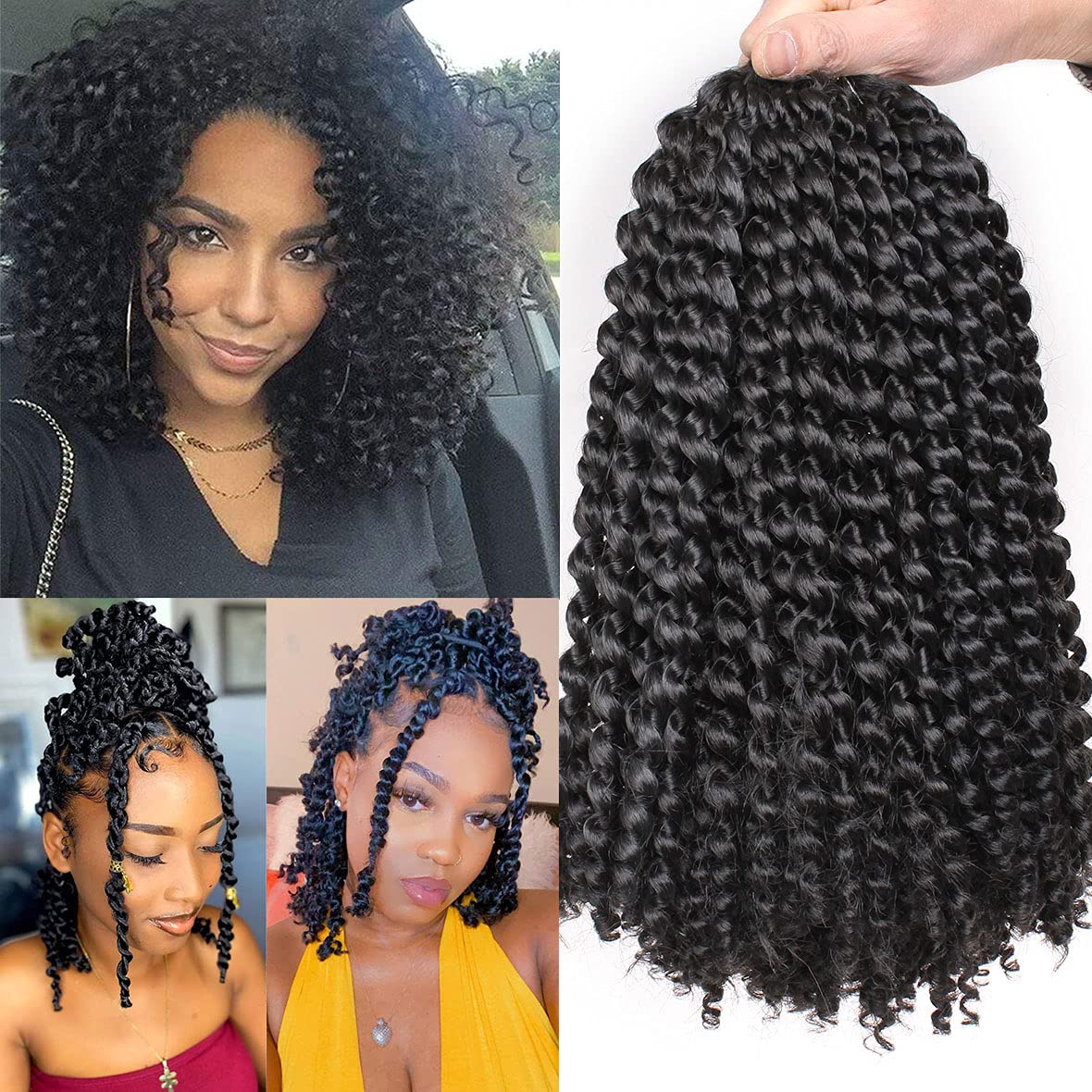 Xtrend 2Packs Black 12inch Passion Twist Hair Water Wave Crochet Braids for Passion Twist Crochet Hair Passion Twist Braiding Hair Hair Extensions 36Strands for Black Women — image 1