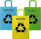 GEEZY Recycling Organizer Bags Set of 3 Heavy Duty 36L with Handles view 3