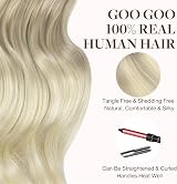 GOO GOO Tape In Hair Extensions 16in 25g 10pcs 17/22/60 Ash Blonde Ombre view 7