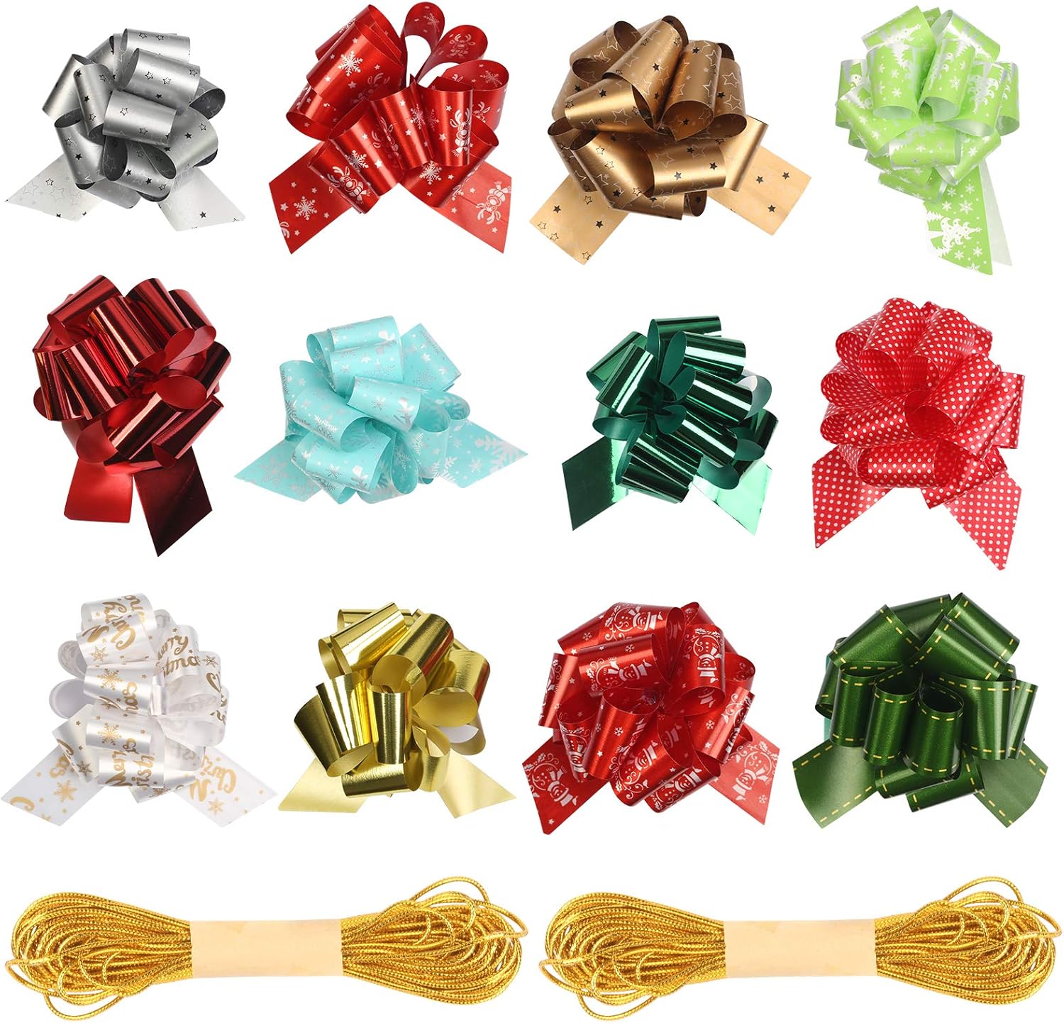 BELIOF 12 Styles Noeud Emballage de Cadeau Noel Noeud a Tirer pour