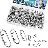 280Pcs Fishing Power Clips, Fishing Speed Clips for Fishing Lure Quick Change, High Strength Stainless Steel Clips Snap Freshwater Saltwater Crankbait Popper Lure Connector Tackle (S:120, M:100, L:60)