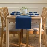 Encasa XO Table Runner 13x72 in Cotton Canvas Cobalt Blue view 4