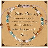 Mom Gifts from Daughter Son Thank You Gifts Christian Religious for Mama Bonus Mom Mother in Law Stepmom Cross Bracelet Beaded Natural Stone Christmas Gift Birthday Mothers Day Valentines Day Gift