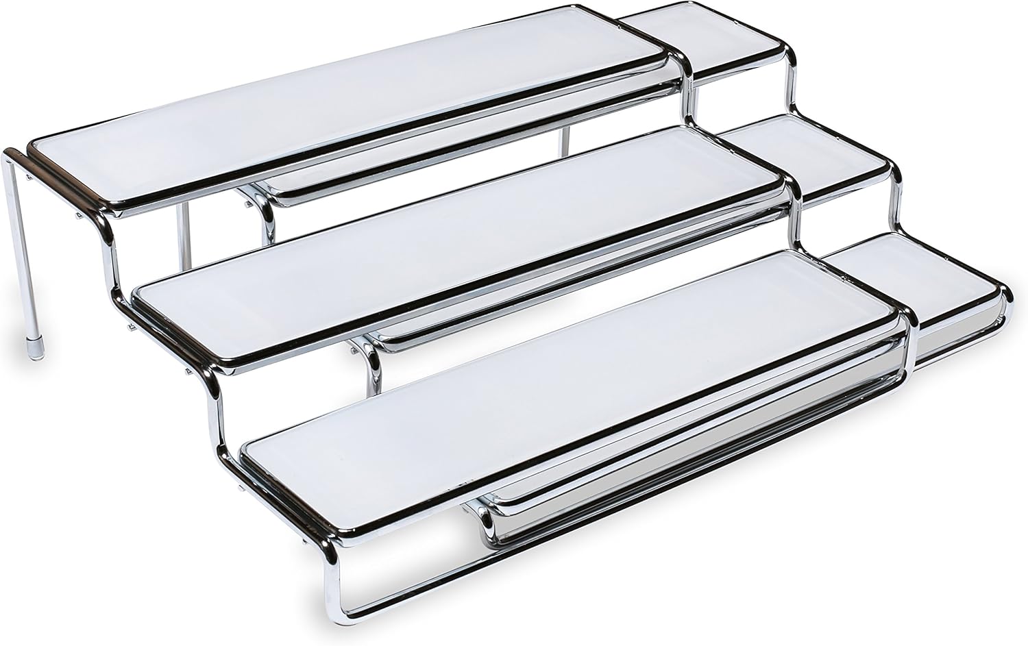 DecoBros 3 Tier Expandable Cabinet Spice Rack Step Shelf Organizer (12.5~25 Inch), Chrome: Home & Kitchen
