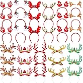 Zhehao 36 Pcs Christmas Headbands Bulk Reindeer Snowman Antlers Headbands for Adult Xmas Holiday Costume Headwear Accessories
