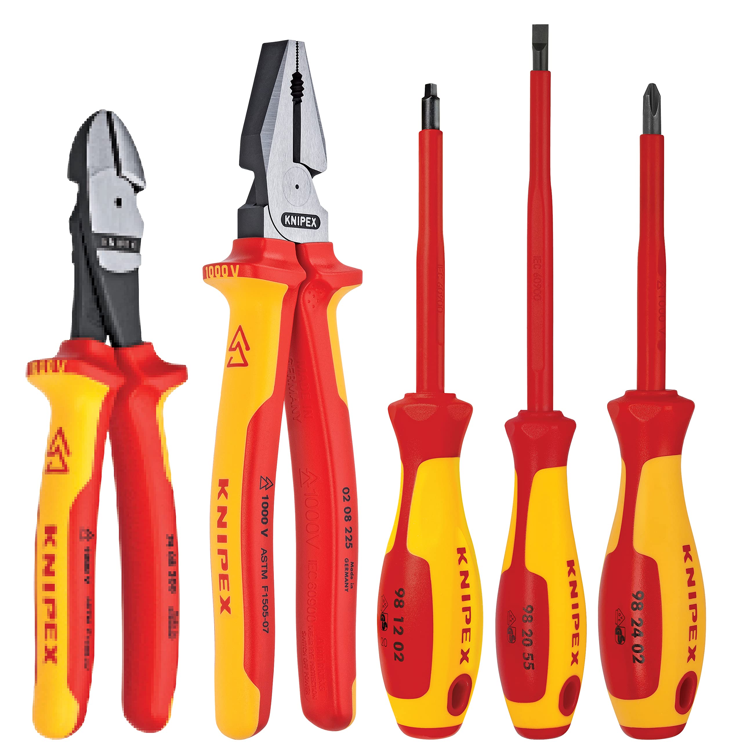 KNIPEX - 9K 98 98 21 US Knipex 989821US 5-Piece 1000V Insulated Pliers and Screwdriver Tradesman Tool Set, Red