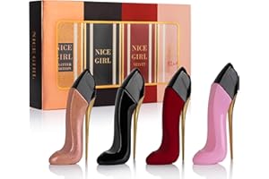 URBAN COLLECTION Nice Girl 4 PC Mini Perfume Gift Set for Women, Sweet Vanilla Floral Fragrance, Tuberose, Rose, Amber, Cacao, Powdery Almond, Travel Size 30ml Eau De Parfum, Classic, Velvet, Glitter, & Blush