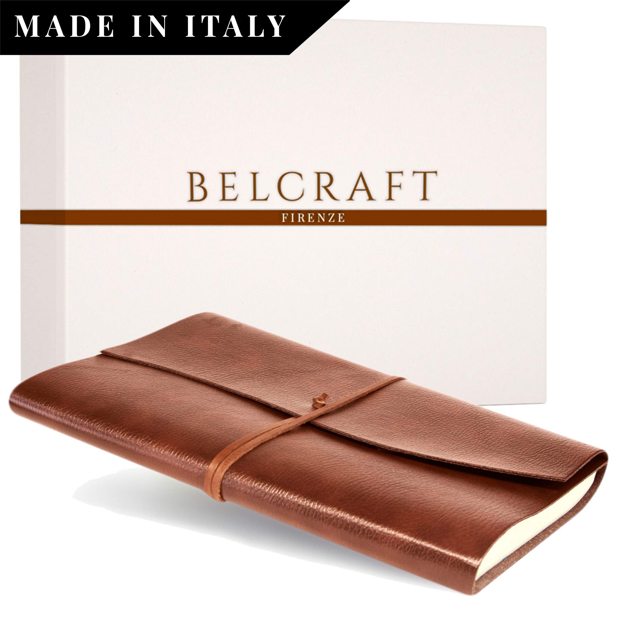 BELCRAFT Tivoli A4 Large Recycled Leather Bound Journal, Notebook, Notepad, Including Gift Box, A4 (21x30 cm) Tan