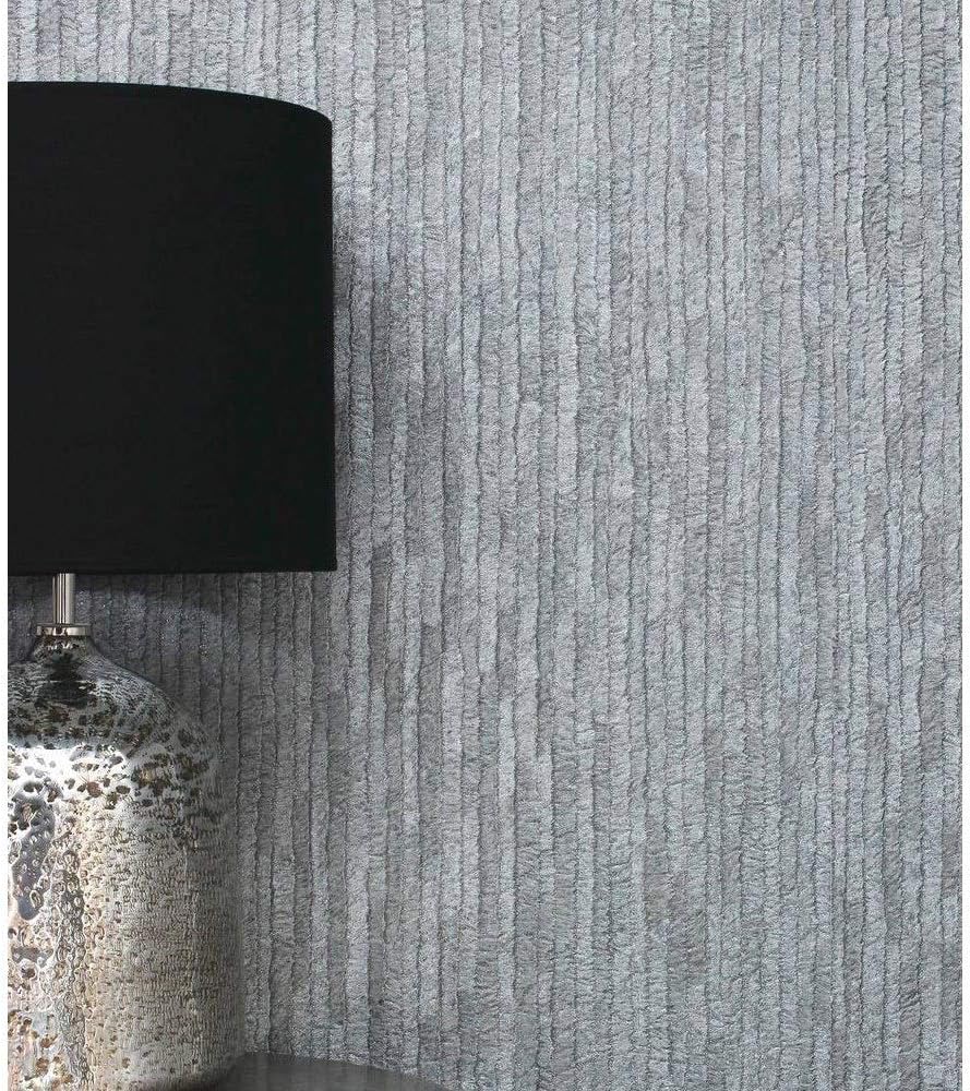 CROWN Bergamo Leather Texture Wallpaper Silver, Dark Grey (M1402), 53 x 1005 cm - Image 4