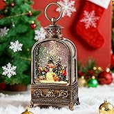 Snowman Snow Globe Christmas, 10.2in Musical Snow Globe Lantern Lights with 6H Timer Battery & USB Powered, Retro Style Holiday Glitter Snow Globes for Xmas Home Decoration Indoor Holiday Party Gifts