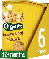 Organix Banana Bread Biscuits Toddler Snacks Gingerbread Men 135g Pack of 6