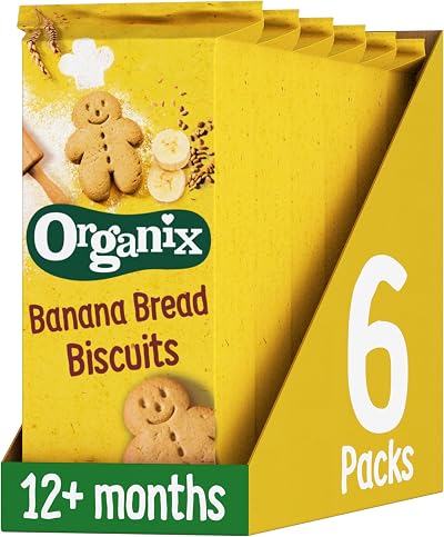 Organix Banana Bread Biscuits Toddler Snacks Gingerbread Men 135g Pack of 6