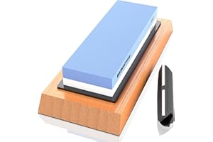 BABOSTOW Premium Whetstone Knife Sharpening Stone 2 Side Grit 1000/6000 Waterstone- Whetstone Knife Sharpener- NonSlip Bamboo Base & Angle Guide