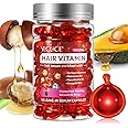 Hair Treatment Serum Hair Vitamin Capsules 60Pcs, with Vitamin A C E Pro B5, No Rinse with Argan Macadamia/Avocado Oil for Hair Repair, Smooth & Anti Frizzy (red, 60)