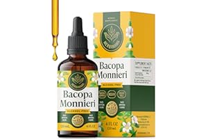 HERBAMAMA Bacopa Monnieri Supplement - Vegan Brain Focus and Clarity Support with Bacopa Extract Tincture - Non-GMO, Alcohol & Sugar-Free Brahmi Herb Drops, 168-Day Supply
