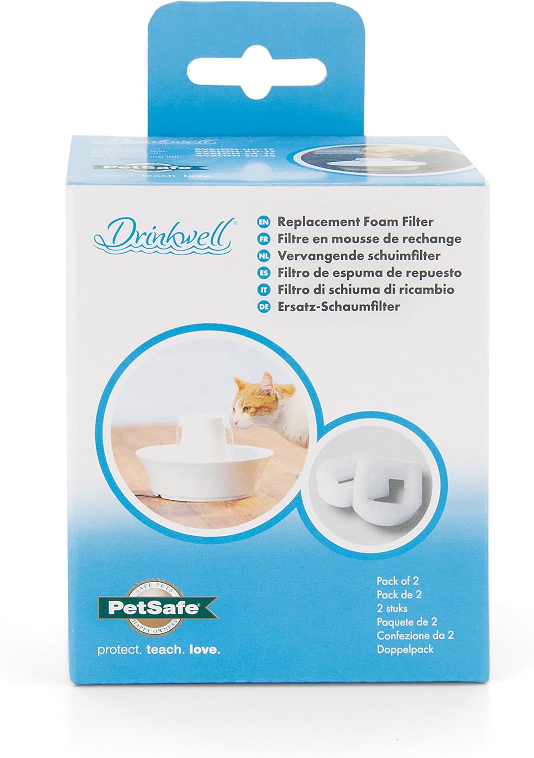 Drinkwell PetSafe Replacement Foam Filter for Ceramic and 360 Stainless Steel Pet Fountains, Pack of 2, for Cats and Dogs - Image 3