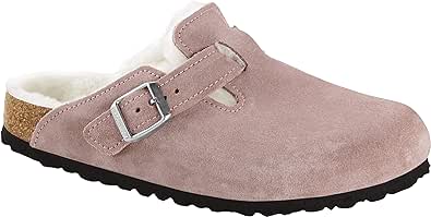 Amazon.com | BIRKENSTOCK Women's Boston Clog, Lavender Suede Shearling | Mules & Clogs