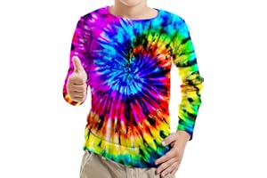 HARYCNCT Little Kids Tie Dye Sun Shirt UPF 50+ for Boys Girls Long Sleeve Rash Guard Tshirt UV Premium Tee for 4-12 Years