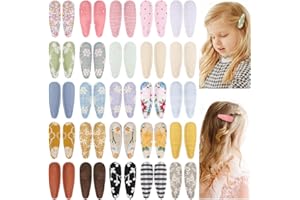 YHXX YLEN 50 PCS Girl Hair Clips Floral Print Toddler Hair Clips Non Slip Wrapped Snap Hairpins for Kids Barrettes Hair Accessories for Baby Toddler Girls