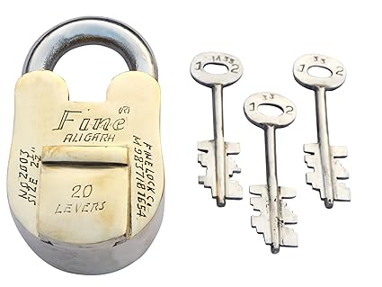 Fine Lock 2003 high Quality Brass Padlock Brass Lock finelock with Steel Keys Double Locking System 2003 Aligarh Locks Padlocks