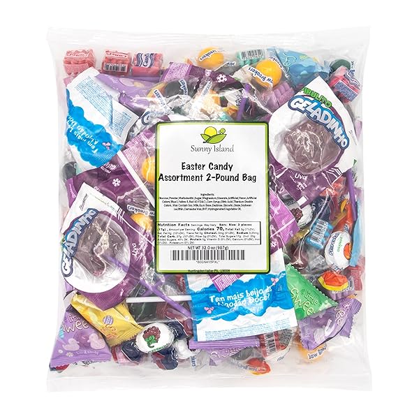 EASTER CANDY MIX | 2-POUND BAG | EASTER EGGS FILLERS | LOLLIPOPS, CHEWING GUM, HARD CANDY, DUCKS, CHICKS AND BUNNIES FOR BUFFETS & GIFT BASKETS | ASSORTED CANDY VARIETY PACK