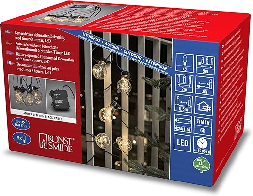 Konstsmide, 2371-800, LED Biergartenkette, klar, mit LED Tropfen, 6h