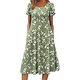 ZEAGOO Womens Casual Dresses for Summer Short Sleeve Flare Midi Dress Loose Flowy Beach Sundress