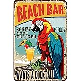 zhocers Creative Metal Sign 8x12 Inches Beach Bar Tin Metal Sign Personalized Sign Great Gift for Friend Backyard Oasis Bar Outdoor Patio