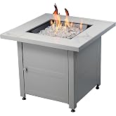 Endless Summer 30" Square Outdoor Propane Fire Pit Table with Marble Mantel | Includes White Fire Glass and Protective Cover